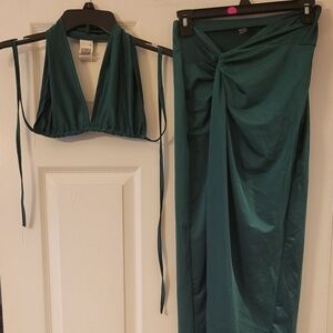 SHEIN Teal Green Swim Top with Matching Skirt